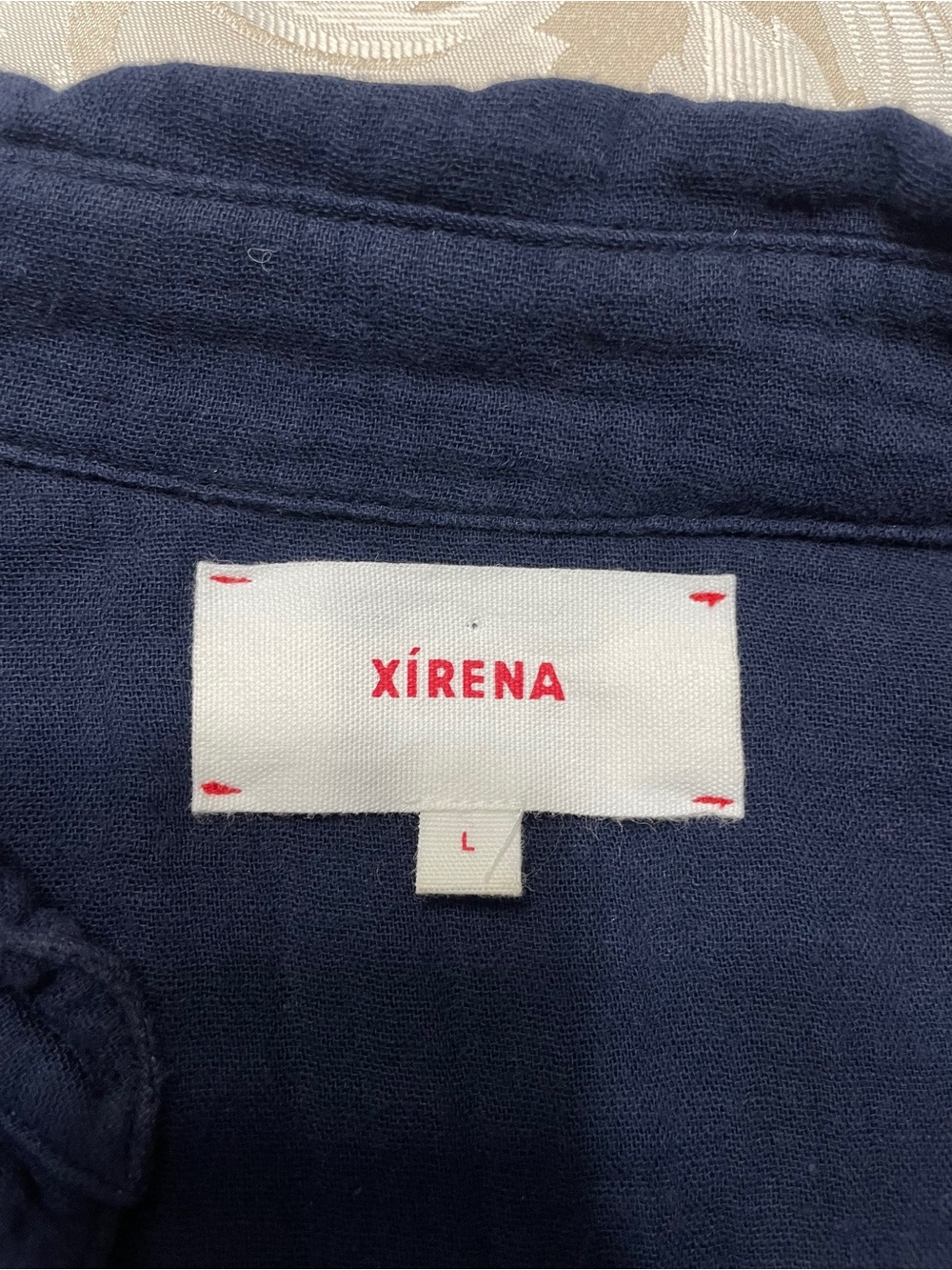 Xirena navy gauze cotton Button-down Long Sleeve Shirt top - Picture 8 of 10